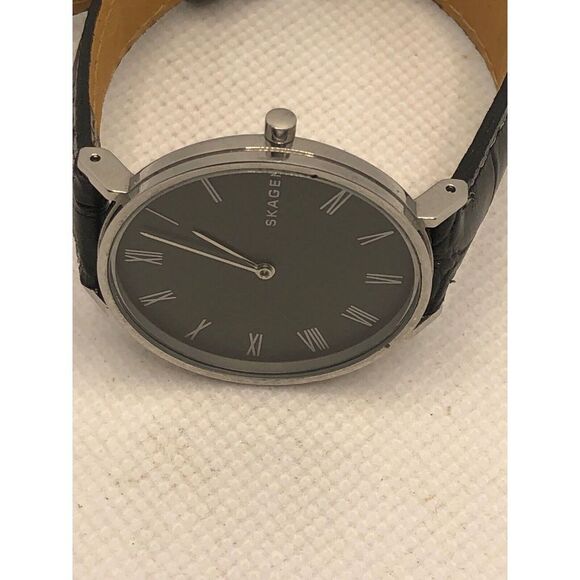 Skagen SKW2677 Women's Black Leather Analog Gray Dial Quartz Wrist Watch KS287 - Picture 6 of 9
